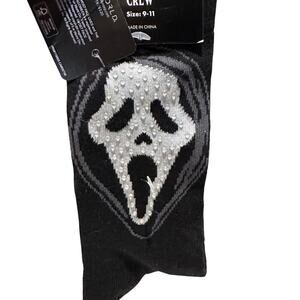 BIOWORLD SPIRIT Ghost Face Pair of Crew Socks NWT Embellished Size 9 - 11